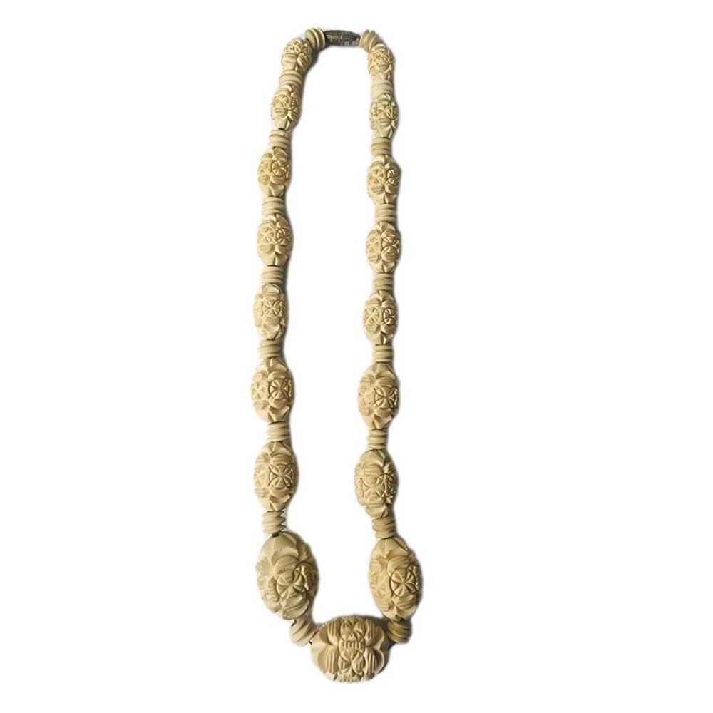 Vintage Faux Ivory Carved Necklace
